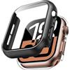 TAURI 2 Pezzi Cover PC Compatibile con Apple Watch Series 11/10 42mm, 9H in Vetro Temperato,[Tocco Sensibile][HD Clear] Sottile Rigida Custodia per iWatch 42mm - Trasparente+Nero