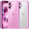 TAURI Cover per iPhone 16 con Pellicola in Vetro Temperato,Trasparente Custodia per Sottile Anticaduta - Rosa Viola