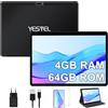 YESTEL Tablet 10 Pollici con Custodia, Android HD Tablet con 4 GB RAM 64 GB ROM 1TB Espandibili, Batteria 8000mAh, 5 MP + 8 MP, WiFi | Bluetooth | OTG, Nero