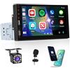 Hikity Autoradio Bluetooth 1 Din con Schermo da 7 Pollici Schermo, Carplay & Android Auto & Mirror Link, Touchscreen Stereo Auto 1 DIN Bluetooth con Radio FM USB SWC Telecomando Mic Retrocamera