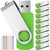 FEBNISCTE Chiavette USB da 2.0 a 2 GB, colore verde, girevole, 2 GB, 10 pezzi, disco rigido portatile, pendrive con corda FEBNISCTE, confezione da 10