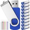 FEBNISCTE 10 Pezzi Chiavette USB 2 GB Pen Drive Unità Flash USB - Portatile Pendrive 2GB USB 2.0 Chiavetta Metallo Pennetta USB - FEBNISCTE Girevole Penna Comoda Blu Set Economica Memoria USB 2 Giga con Corda