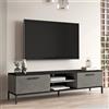 [en.casa] Mobile TV Armadietto Basso con Ante a Ribalta e Scomparti Aperti con Fori Passacavi Consolle Basso Porta TV 39 x 160 x 35 cm Effetto Cemento/Nero