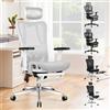 ALFORDSON Sedia da scrivania in rete direzionale, sedia da ufficio ergonomica per computer, affidabile e regolabile, sedia da studio per gaming, max 180 kg, Brad, Bianco