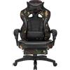 WOLTU Sedia Gaming Pelle PU Sedia Ufficio Ergonomica con Poggiapiedi, Livestreaming Girevole Poltrona Gaming con Schienale & Sedile Grandi per Persone di Taglia Grande Camuffare