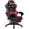 WOLTU Sedia Gaming Ergonomica con Poggiapiedi, Livestreaming Girevole Poltrona Gamer con Poggiapiedi, Schienale & Sedile Grandi Comodo, Nero+Rosso