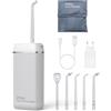 ENPULY Professionale Idropulsore Dentale Portatile, Mini Cordless Irrigatore Dentale, IPX8 Impermeabile/3 Modalità/ 5 Ugelli di Ricambio, Adatto a Viaggio e A casa Professionale Idropulsore Orale(White)