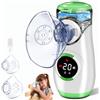 BIAOQINBO Aerosol Portatile Silenzioso con Digitaler Anzeige, Macchina Aerosol per Adulti Bambini con Boccaglio e Maschera, per Malattie delle Vie Respiratorie Superiori e Inferiori (Verde)