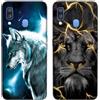 DiaryTown 2 Cover per Samsung A40 2019 Custodie TPU Silicone con Bello Animale Disegno Motivi Antiurto Protettivo Nero Cover Gomma Ultra Sottile Morbido Cover per Galaxy A40 2019 - Lupo/Leone D'Oro