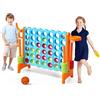 HOMASIS 3 in 1 Gioco di Fila Grande, Forza 4 Gigante con 42 Anelli, Gioco da Basket con Canestro e Lancio, Gioco da Tavolo XXL per Bambini e Adulti all'Aperto, Mega 4 in Linea per Feste (Arancione)