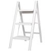 BAOYOUNI Scaletta Pieghevole Leggera e Portatile Scala Domestica 20 cm Pedale Largo Sgabello Antiscivolo Multiuso per Casa Cucina Ufficio Esterno, Portata massima 150 kg (3 Gradini, Bianco)