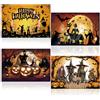 Pwsap Halloween Tovagliette Set di 4, Stagionale Lino Zucca Fantasma Gatto nero Tovagliette Felice Halloween Tovagliette Agriturismo Cucina Tavolo da pranzo Decorazione per la casa del partito, 12x18Inch