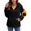 ABINGOO Donna Peluche Felpe Cappuccio Zip Maniche Lunghe Giacca Caldo Casual Cardigan Hoodie(Nero,S)