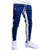 Generic Pantaloni da jogging affusolati da uomo, vestibilità aderente, a blocchi di colore, patchwork, con coulisse, per palestra, sport, casual, jogging, atletica, con cerniere alla caviglia, Blu, XL