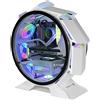 MARS GAMING MCORB, Case PC Gaming Micro-ATX XL, Design Circolare Custom, Doppio Vetro Temperato, Chassis PC, Bianco