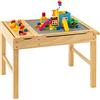 COSTWAY Tavolo da Gioco per Bambini in Legno con Piano Reversibile, Tavolo Multiattività Bambini 2 in 1, Porta Rotolo di Carta da Disegno, per Camera da Letto, Soggiorno (Naturale)