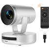 Nuroum V403 PTZ Webcam, Doppio Microfono Zoom ottico 5X/Autofocus, 1080P FHD Telecamera per videoconferenze con controllo remoto/grandangolo di 122°, per Live-Streaming/Skype