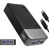 JUOVI Power Bank 20000mAh, 45W Caricatore Portatile Ricarica Rapida, Batteria Esterna 4 Porte, Caricabatterie Portatile per MacBook, Samsung, Dell, HP, Tablet, iPhone 16 15 14 13 e Altro (Nero)
