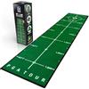 PGA Tour Tappetino da golf deluxe da 2,4 m per golf indoor, tappetino da golf con linee guida per l'allenamento, bersaglio con fori a grandezza naturale, area di puting da 1,8 m, verde, borsa per il