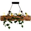 Sengfwin E27 Sospensione in Legno Antico Vintage Illuminazione Piante Verdi Decorative Lampadario Sala da Pranzo in Ferro Industriale Stile Rustico Retro 4 Luci Bar