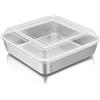 Joyfair Tortiera quadrata da 20 cm, in acciaio inox con coperchio, stampo quadrato da 20 cm, ideale per arrostire lasagne, budini, brownie, sano e durevole, finitura opaca e lavabile in lavastoviglie