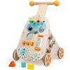 Jacootoys Passeggino di legno per attività, giocattolo per bambini a spinta a velocità regolabile, passeggino di legno da spingere e tirare per bambini, bambine e ragazze di 1, 2 e 3 anni.