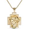 Bling Jewelry Unisex Medaglione Unisex Personalizzabile In Metallo Con Croce Religiosa E Volto Di Gesù Cristo Pendente Per Collana Placcata In Oro Giallo Per Uomini E Adolescenti