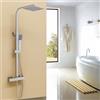 OCEAN ITALY S.R.L. OCEAN ITALY Colonna Doccia Con Miscelatore Termostatico, Set Doccia con Soffione Quadrato in Acciaio INOX e Doccetta a Man Quadrata, Asta Saliscendi Doccia Regolabile, Antibruciore