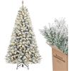 SALCAR Albero di Natale Artificiale Innevato 180 cm, Abete di Natale Folto con Guanti e Supporto in Legno, Ignifugo, 828 Punte per Rami - Bianco