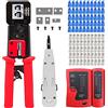 MAYLINE-TECH MAYLINE Cirmpatura Kit RJ45 Strumenti di Rete e Cavi Pinza Crimpatrice RJ45/RJ12 CAT5 CAT6 Strumenti Manutenzione Network Spelafili Cavo, Connettori Manutenzione del Kit LAN Tester(Rosso)