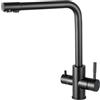 Sofetiy Rubinetto Lavello Cucina Nero, Rubinetto Cucina 3 Vie per Depuratore, Miscelatore Cucina con 2 Leve, Miscelatore 3 Vie con Acqua Calda, Fredda e Acqua Purificata, Rotazione 360°