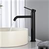 Detbom Rubinetto per Lavabo Alto, DETBOM Miscelatore Monocomando Acqua Calda e Fredda, Miscelatori per Bagno da Appoggio in Acciaio Inossidabile 304, Aeratore Rimovibile, Nero Opaco