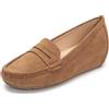 Plilima Mocassini Donna Loafer Comodi Slip On Casual Scarpe di Guida Basse Classico Pelle Sintetica （Marrone camoscio,37）