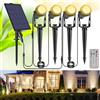 B-right 4-Pack Faretto Solare con Telecomando e Timer, IP65 Illuminazione del Giardino con Picchetto di Terra, LED Luci Solari Sentiero All'aperto, Bianco Caldo 2700K per Cortile Terrazza
