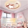 WayLuoung Plafoniera LED Rosa | Lampada Per Bambini Moderna Rotonda | Stella Cielo Stellato Bambini Luce | Ø55cm 48W | Dimmerabile Con Telecomando 2700K-6500K | Camera Dei Bambini Ragazzi Ragazze Lampada