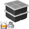 Linkidea Stampo per cubetti di ghiaccio extra large con coperchio, confezione da 2 vassoi in silicone per cubetti di ghiaccio giganti da 5 cm, per whisky, cocktail bourbon, caffè, zuppe, cubetti di ghiaccio