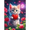 CEOVR Gatto Diamond Painting Kit Completo,Fiori Pittura Diamante,DIY Diamond Painting Adulti Adulto,30x40 cm Pittura Diamante 5D,Cuore D'amore Kit per Pittura Diamante Mosaico 5D