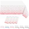MORAINJAY 4 pz Bianco Tovaglia a Pois in Rossi,Antimacchia Impermeabile Feste Tovaglia in Plastica,137x274cm Rettangolare Tovaglia per Natalizia Party,Interni Esterni Giardino Ristorante Decor