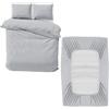 MOONLIGHT20015 Set di biancheria da letto king size, 4 pezzi, copripiumino, lenzuolo con angoli e federe, in morbida microfibra spazzolata, colore argento