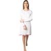 Leo Corsetteria Camicia da Notte Donna Tutta Aperta con Bottoni 100% Cotone Caldo Bianco Ciclamino Taglia L FBA
