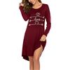 Ekouaer Camicia da Notte Donna Pigiama Morbida a Girocollo Loungewear con Maniche Lunghe Morbida Vestiti Stampata Nero M