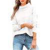 Imily Bela Maglione da donna a collo alto, a coste, a maniche lunghe, elegante, per autunno e inverno, lavorato a maglia, bianco, S
