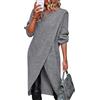 ORANDESIGNE Vestito Donna Maglia Invernale Curvy Maglione Largo Casual Chic Abito Midi Elegante Maglietta Manica Lunga Felpa Pullover Dritto Asimmetrico Vestiti di Maglina a Grigio XXL