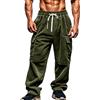 Generic Pantaloni da uomo in velluto a coste Cargo Sport Athletic Jogger cravatta nodo gamba dritta tinta unita gamba lunga inverno autunno 2024, Z-494 Army Verde Lime, L