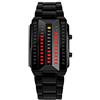 TONSHEN Moda Binario Orologio IL Design Unico Nero Acciaio Inossidabile Rettangolare Quadrante Rosso con Giallo LED Lampada Data Calendario Classico Dress Orologi da Polso (Donna)