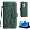 Auslbin Cover per Xiaomi Redmi Note 13 4G 6.67, Redmi Note 13 4G 23129RAA4G Custodia Protettiva in stile Geometrico con Cover in pelle PU con Fibbia Magnetica, Verde