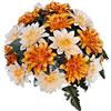 DRW Centro di fiori artificiali Cimitero, Chiesa Matrimoni sepolture Malva e Bianco con dalie arancioni e gialle Rotondo 50x50x36 cm
