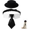 LONGHAO 2 pcs Cane Gatto Cravatta Formale Collare Bandana da Smoking per Cani Cappello a Cilindro per Cani,Papillon da Matrimonio per Animali Domestici,Collare per Cuccioli,Gattini,Matrimoni (#2)