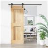 BLASE Porta Scorrevole con Set Hardware, Porta Scorrevole Esterno e Interno, Porta del Granaio, Porta Scorrevole in Legno, per Letto, Cucina, Fienile, Garage, Nero 70x210 cm Tipo 9