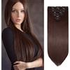 Cybelleza Extension Clip Capelli Lisci 8 Fasce Estensioni per Capelli Sintetici Lunghi Allugamento Effetto Naturale Full Head Set (Rosso marrone)